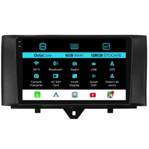 Dedicated Navigation suitable for Smart For Four (2010 - 2015), 10 Inch, 6Gb Ram, 128Gb Storage, Android Auto, Carplay - NAVCAS6032156
