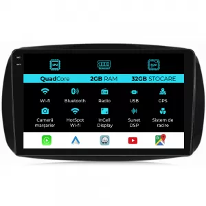 Dedicated Navigation suitable for Smart For Four (2016 - 2021), 9 Inch, 2Gb RAM, 32Gb Storage, Android Auto, Carplay - NAVCAS6032161