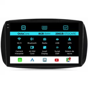 Dedicated Navigation suitable for Smart For Four (2016 - 2021), 10 Inch, 8Gb Ram, 256Gb Storage, Android Auto, Carplay - NAVCAS6032165