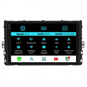 Dedicated Navigation suitable for Volkswagen T-Cross 2018+, QuadCore, 9 Inch, 4Gb Ram, 64Gb Storage, Android Auto, Carplay - NAVCAV6032180