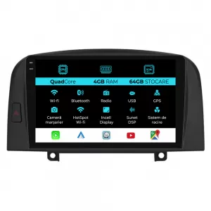 Dedicated Navigation suitable for Hyundai Sonata (2004 - 2008), QuadCore, 9 Inch, 4Gb Ram, 64Gb Storage, Android Auto, Carplay - NAVCAH6032252
