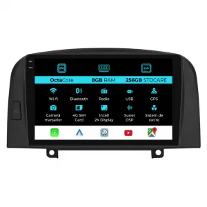 Dedicated Navigation suitable for Hyundai Sonata (2004 - 2008), 2K, 8GB RAM, 256GB Storage, Android Auto, Carplay - NAVCAH6032257