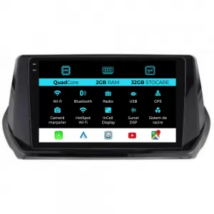 Dedicated Navigation suitable for Peugeot 208 (2019 - 2024), 9 Inch, 2Gb Ram, 32Gb Storage, Android Auto, Carplay - NAVCAP6032267