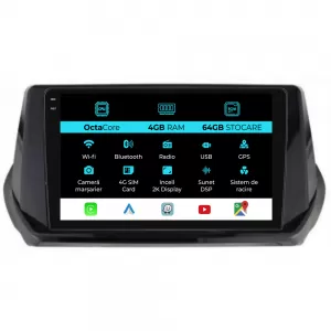 Dedicated Navigation suitable for Peugeot 208 (2019 - 2024), 2K, 4Gb RAM, 64Gb Storage, Android Auto, Carplay - NAVCAP6032272