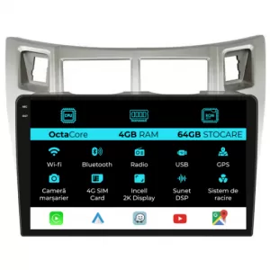 Dedicated Navigation suitable for Toyota Yaris (2005-2011), 2K, 4Gb RAM, 64Gb Storage, Carplay - NAVCAT6032395
