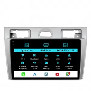 Dedicated Navigation suitable for Ford Fiesta (2004 - 2009), QuadCore, 9 Inch, 4Gb Ram, 64Gb Storage, Android Auto, Carplay - NAVCAF6032420