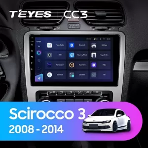 Teyes CC3 2K Car Navigation suitable for Volkswagen Scirocco 2008-2017 6+128GB 9.5 QLED Octa-core 2Ghz Android 4G Bluetooth 5.1 DSP
