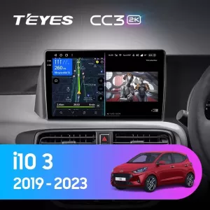 Teyes CC3 2K Car Navigation suitable for Hyundai i10 2019-2023 6+128GB 9.5 QLED Octa-core 2Ghz, Android 4G Bluetooth 5.1 DSP