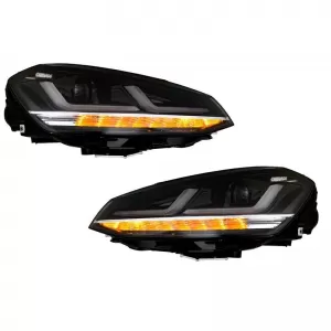 Headlights Set suitable for VW Golf VII (7) 12-17 DRL Full Led Halogen Version Black/Chrome LEDHL103-CM Osram Ledriving-image-6289917