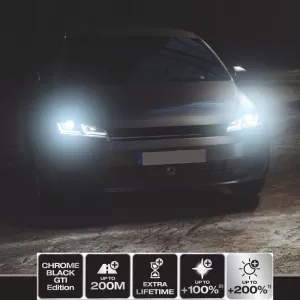 Headlights Set suitable for VW Golf VII (7) 12-17 DRL Full Led Halogen Version Black/Chrome LEDHL103-CM Osram Ledriving-image-6289922