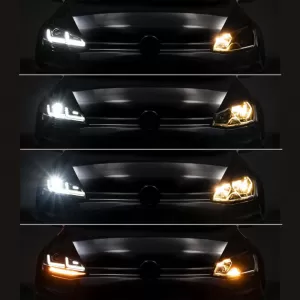 Headlights Set suitable for VW Golf VII (7) 12-17 DRL Full Led Halogen Version Black/Chrome LEDHL103-CM Osram Ledriving-image-6289923