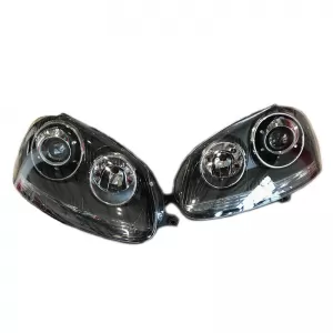 Headlights Set suitable for VW Golf V (5) 03-08 Projectors GTI / R32 Look Black H7/H7 With Motor & E-Mark Carner-image-6289942