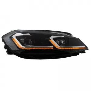 Headlights Set suitable for VW Golf VII (7) 12-17 Look 7.5 GTI Black/Silver Line H7 With Motor Carner-image-6289956
