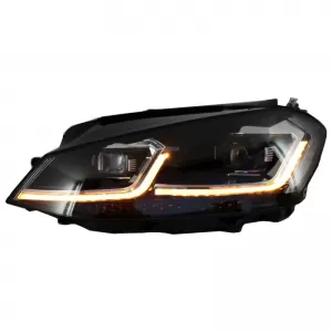 Headlights Set suitable for VW Golf VII (7) 12-17 Look 7.5 GTI Black/Silver Line H7 With Motor Carner-image-6289957