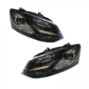 Headlights Set suitable for VW Polo 6R/6C 09-17 DRL GTI R-Look Black/Silver Line H7/H7 With Motor Carner-image-6289982