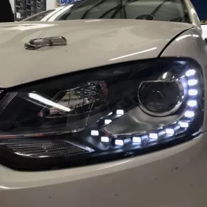 Headlights Set suitable for VW Polo 6R/6C 09-17 DRL GTI R-Look Black/Silver Line H7/H7 With Motor Carner-image-6289989