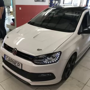 Headlights Set suitable for VW Polo 6R/6C 09-17 DRL GTI R-Look Black/Silver Line H7/H7 With Motor Carner-image-6289990