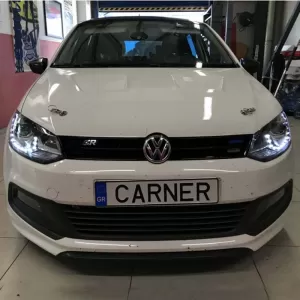 Headlights Set suitable for VW Polo 6R/6C 09-17 DRL GTI R-Look Black/Silver Line H7/H7 With Motor Carner-image-6289991