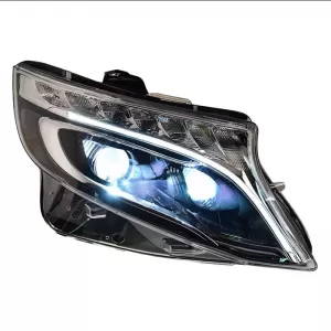 Headlights Set Suitable for Mercedes-Benz Vito W447 14+ DRL Led Tube & Led Signal Dynamic Black With Motor Carner-image-6289997