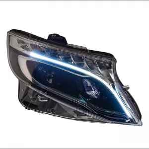 Headlights Set Suitable for Mercedes-Benz Vito W447 14+ DRL Led Tube & Led Signal Dynamic Black With Motor Carner-image-6289998