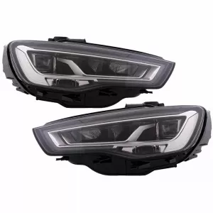Headlights Set Suitable for Audi A3 8V 12-16 DRL Full Led & Led Signal Black H7 With Motor Carner-image-6290019