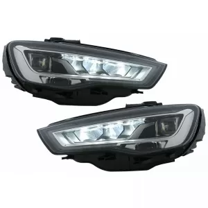 Headlights Set Suitable for Audi A3 8V 12-16 DRL Full Led & Led Signal Black H7 With Motor Carner-image-6290020