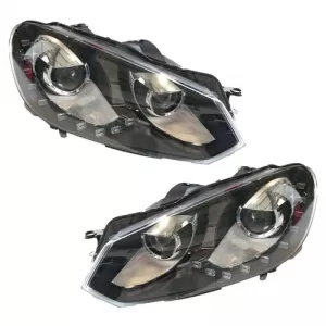 Headlights Set suitable for VW Golf VI (6) 08-12 DRL GTI /R20 Look Black H7/H7 With Motor Carner-image-6290029