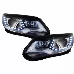 Headlights Set suitable for VW Tiguan mk1 11-15 DRL Black H7/H7 With Motor Carner-image-6290066