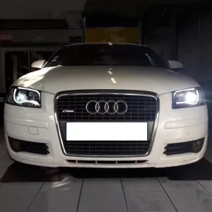 Headlights Set Suitable for Audi A3 8P 03-08 DRL & Led Tube Black H7/H1 Sonar-image-6290074