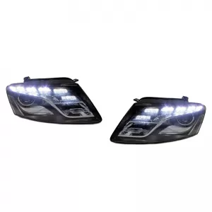 Headlights Set Suitable for Audi Q5 8R 08-12 TRU DRL Black H7 With Motor Depo-image-6290078
