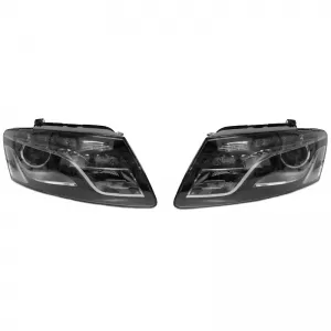 Headlights Set Suitable for Audi Q5 8R 08-12 TRU DRL Black H7 With Motor Depo-image-6290079