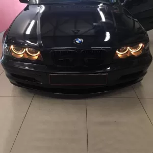 Headlights Set Suitable for BMW 3 E46 Sedan/Caravan 99-01 Angel Eyes Black H7/H7 With Motor Depo-image-6290092