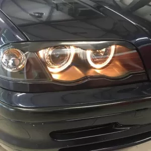 Headlights Set Suitable for BMW 3 E46 Sedan/Caravan 99-01 Angel Eyes Black H7/H7 With Motor Depo-image-6290093