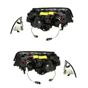 Headlights Set Suitable for BMW 3 E46 Sedan/Caravan 99-01 Angel Eyes Black H7/H7 With Motor Depo-image-6290096