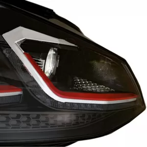 Headlights Set suitable for VW Golf VII (7) 12-17 Look 7.5 GTI Black/Red Line H7 With Motor Carner-image-6290179