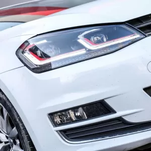 Headlights Set suitable for VW Golf VII (7) 12-17 Look 7.5 GTI Black/Red Line H7 With Motor Carner-image-6290182