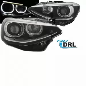 Headlights Set Suitable for BMW 1 F20 / F21 11-14 LED Angel Eyes Black H7 With Motor Depo-image-6290281