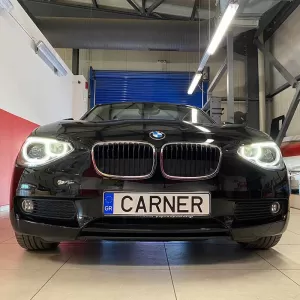 Headlights Set Suitable for BMW 1 F20 / F21 11-14 LED Angel Eyes Black H7 With Motor Depo-image-6290282