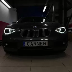 Headlights Set Suitable for BMW 1 F20 / F21 11-14 LED Angel Eyes Black H7 With Motor Depo-image-6290290