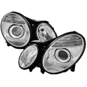 Headlights Set Suitable for Mercedes-Benz E-Class W211 02-06 Chrome Facelift Look H7/H7 (Halogen) With Motor Depo-image-6290328