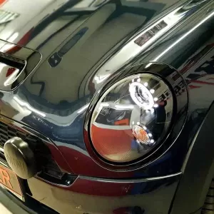 Headlights Set Suitable for Mini Cooper (R55/56/57/58/59) 06-13 Angel Eyes Black H9 With Motor JunYan-image-6290529