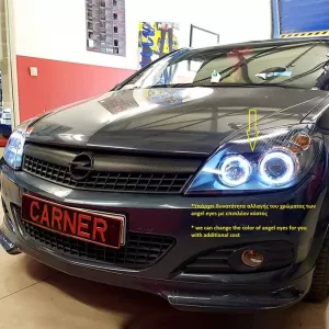 Headlights Set Suitable for Opel Astra H 04-09 Angel Eyes Black H7/H7 With Motor Depo-image-6290539