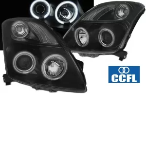 Headlights Set Suitable for Suzuki Swift 05-10 CCFL Angel Eyes Black H1/H1 Sonar-image-6290617