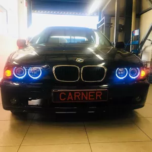 Headlights Set Suitable for BMW 5 E39 95-03 Angel Eyes Facelift LCI Look Black H7/H7 Manual Carner-image-6290655