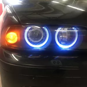 Headlights Set Suitable for BMW 5 E39 95-03 Angel Eyes Facelift LCI Look Black H7/H7 Manual Carner-image-6290656