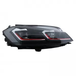 Headlights Set Suitable for VW Golf 7.5 17-19 Facelift DRL & Dynamic Signal Black/Red Line GTI Look H7 With Motor Carrier-image-6290669