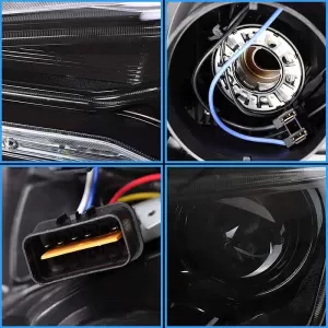 Headlights Set Suitable for Mitsubishi Lancer 07-17 DRL Led Tube & Dynamic Signal Black/Chrome H7 Manual VLAND-image-6290688