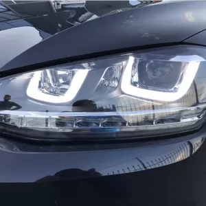 Headlights Set suitable for VW Golf VII (7) 12-17 U-Type DRL & Led Signal Dynamic GTI R-Line Look Black H7/H7 With Motor Carner-image-6290711