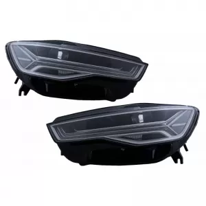 Headlights Set Suitable for Audi A6 4G C7 11-18 DRL Full Led Matrix Design & Dynamic Signal Black With Motor Carrier-image-6290714
