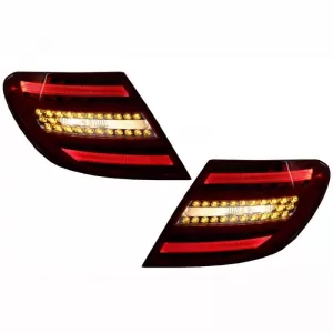 Tailights Set Suitable for Mercedes-Benz C-Class W204 07-12 Led Bar Facelift Look Red/Crystal Carner-image-6291018